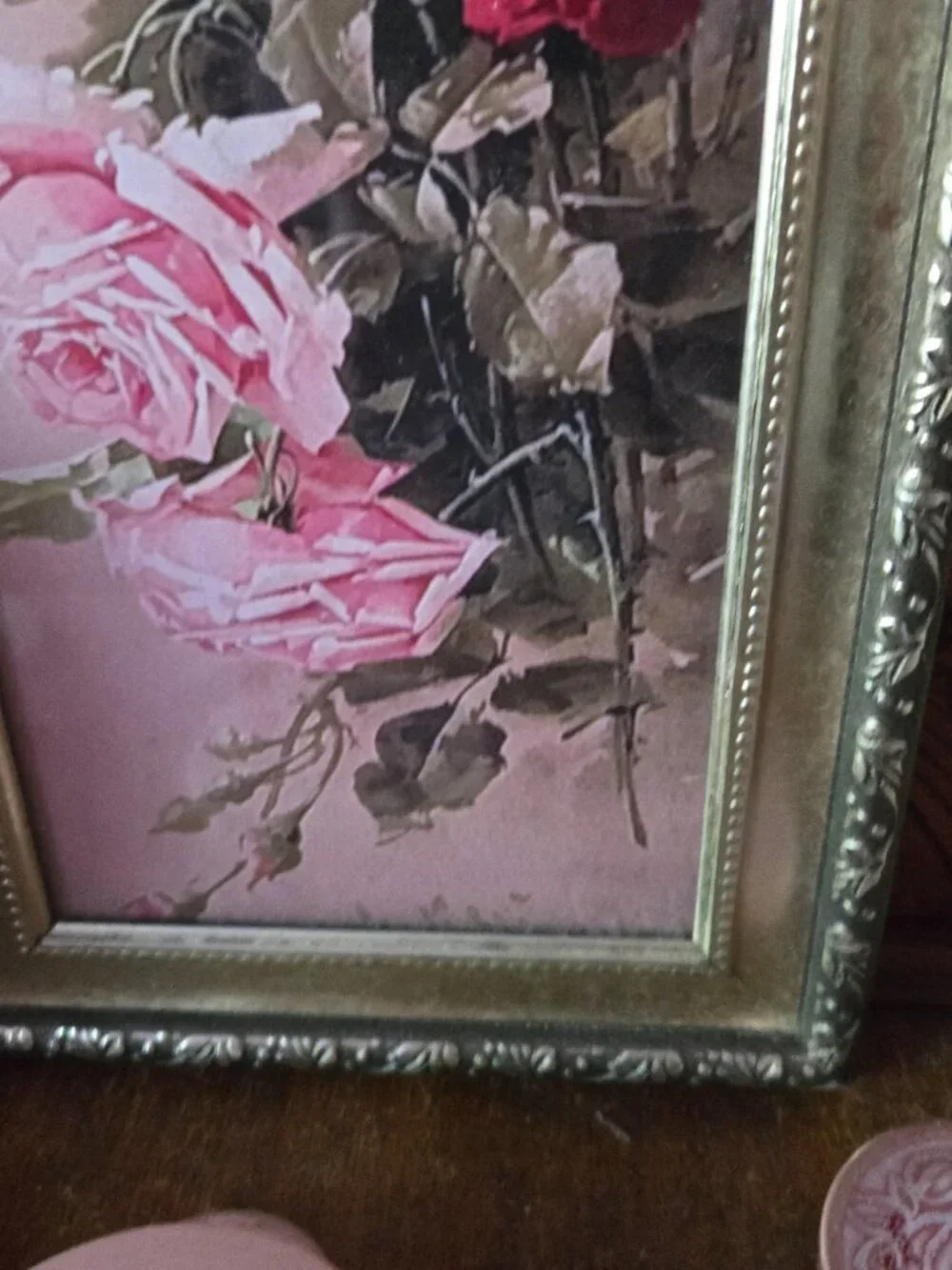 Vintage-Style Framed Rose Print Floral Cottagecore Wall Art Victorian-Style